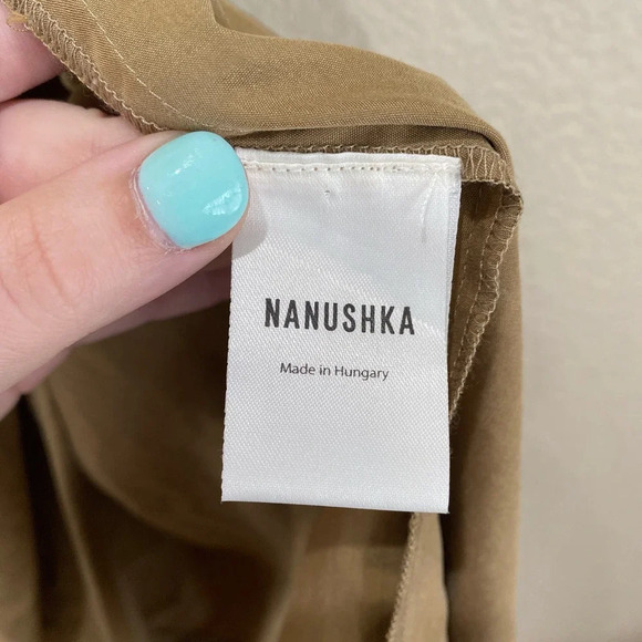 NANUSHKA Venus Wrap Front Mini Dress Solar Beige Size Medium - Picture 10 of 15